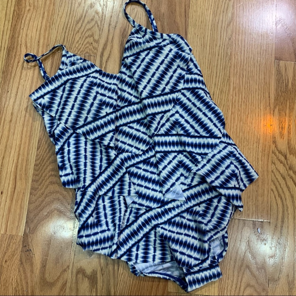 Swimsuits For All Blue and White One Piece